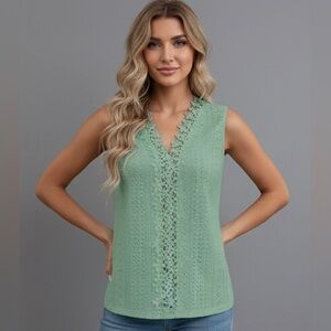 Swiss Dot Guipure Lace Tank Top